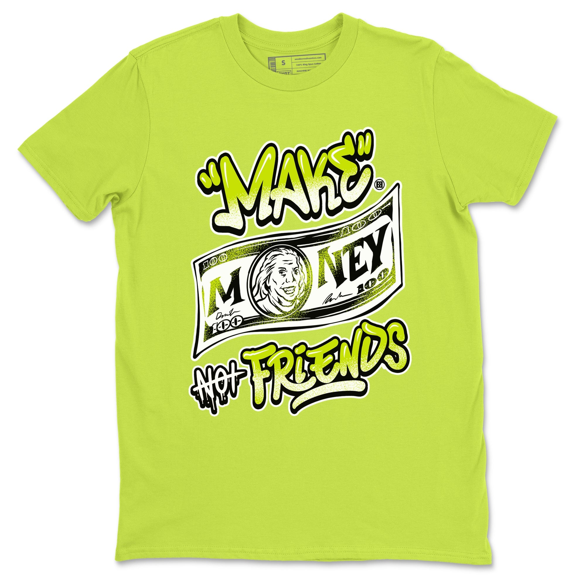 Jordan 13 Bright Cactus Shirts To Match Jordans Make Money Not Friends Sneaker Shirts 13s Bright Cactus SNRT Sneaker Release Tees Unisex Cotton Crew Neck Safety Green 2 crew neck shirts