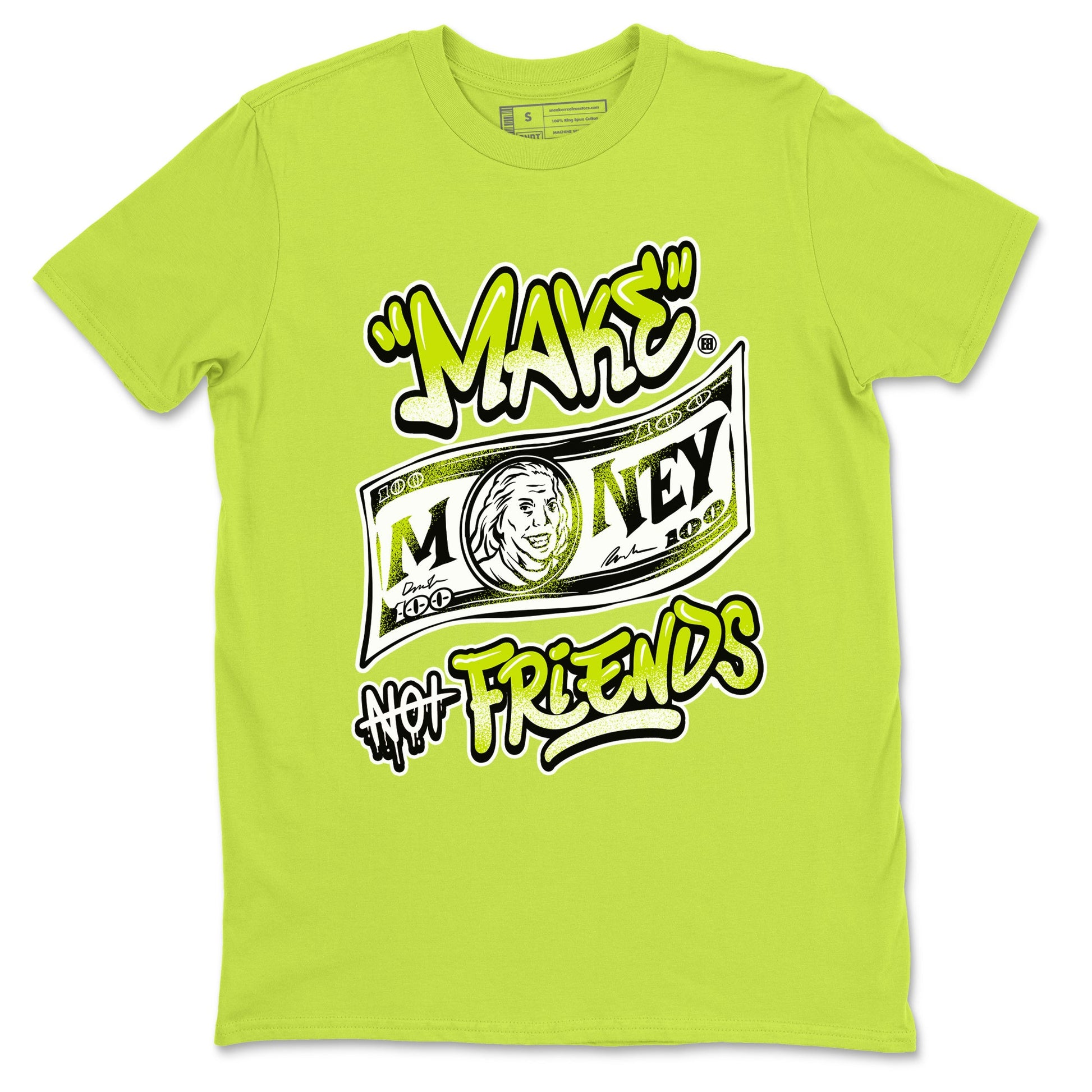 Jordan 13 Bright Cactus Shirts To Match Jordans Make Money Not Friends Sneaker Shirts 13s Bright Cactus SNRT Sneaker Release Tees Unisex Cotton Crew Neck Safety Green 2 crew neck shirts