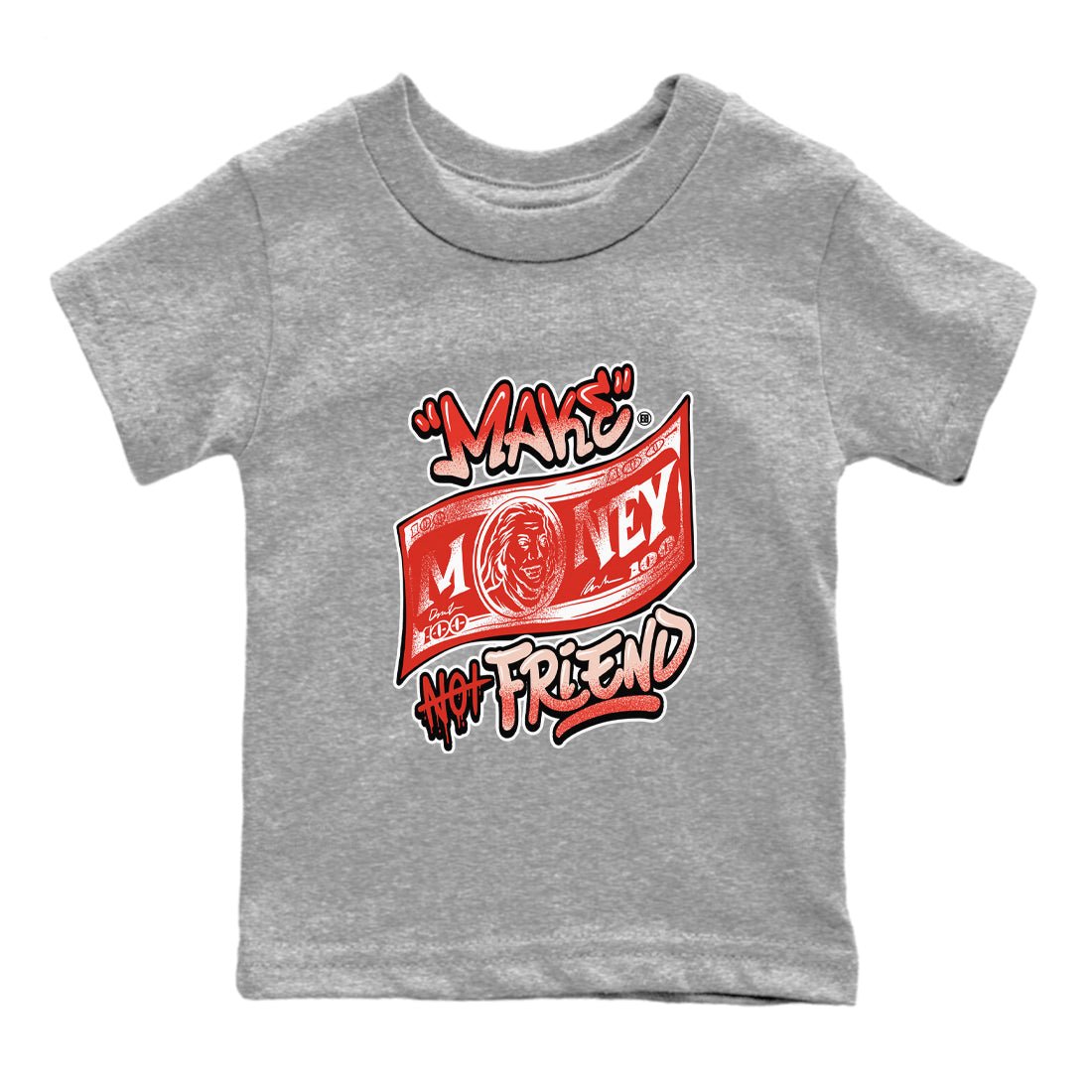 13s Dune Red shirts to match jordans Make Money Not Friends sneaker match tees Air Jordan 13 Dune Red SNRT Sneaker Tees streetwear brand Baby and Youth Heather Grey 2 cotton tee