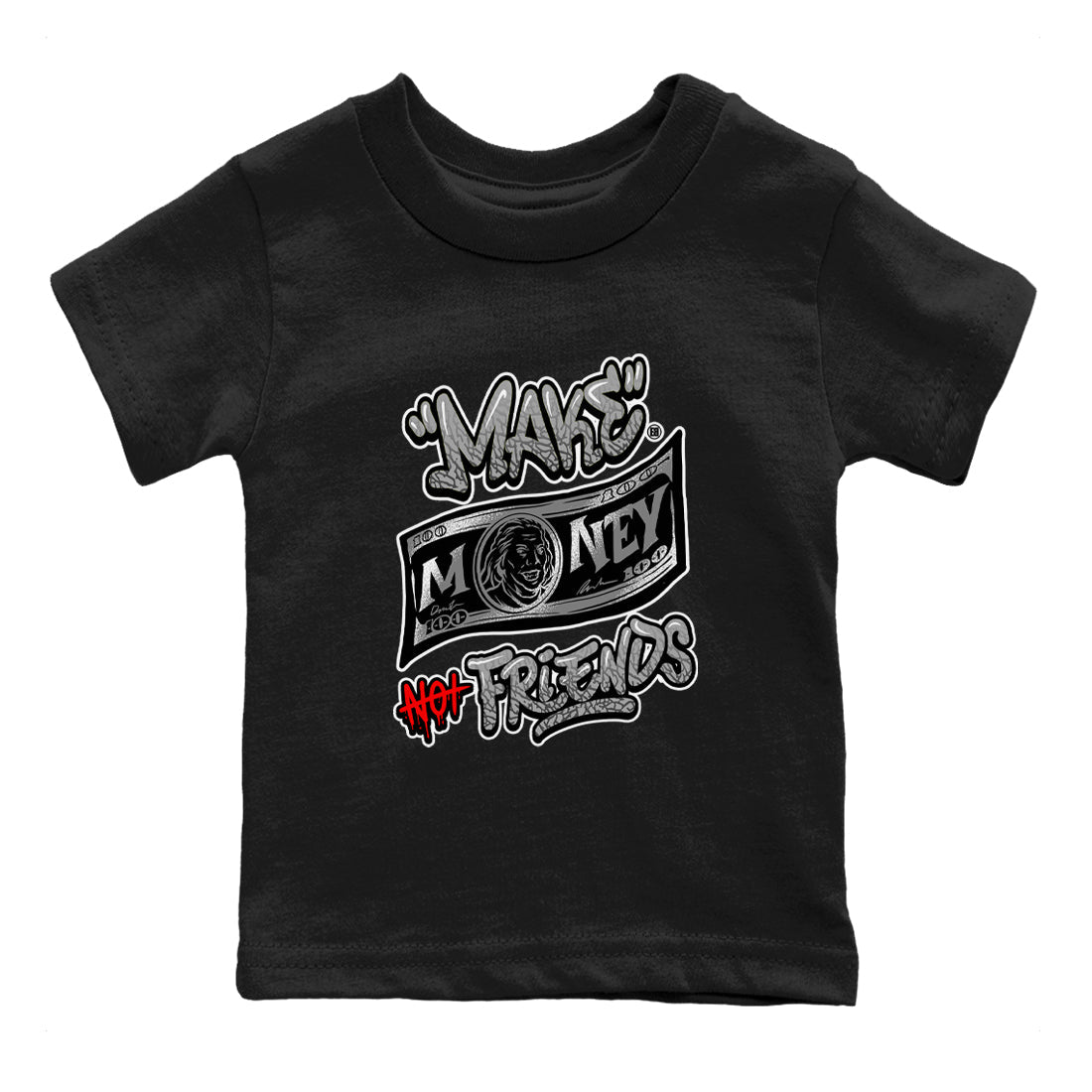 3s Black Cement shirts to match jordans Make Money Not Friends sneaker match tees Air Jordan 3 Retro Black Cement SNRT Sneaker Release Tees Youth Baby Black 2 crew neck shirts