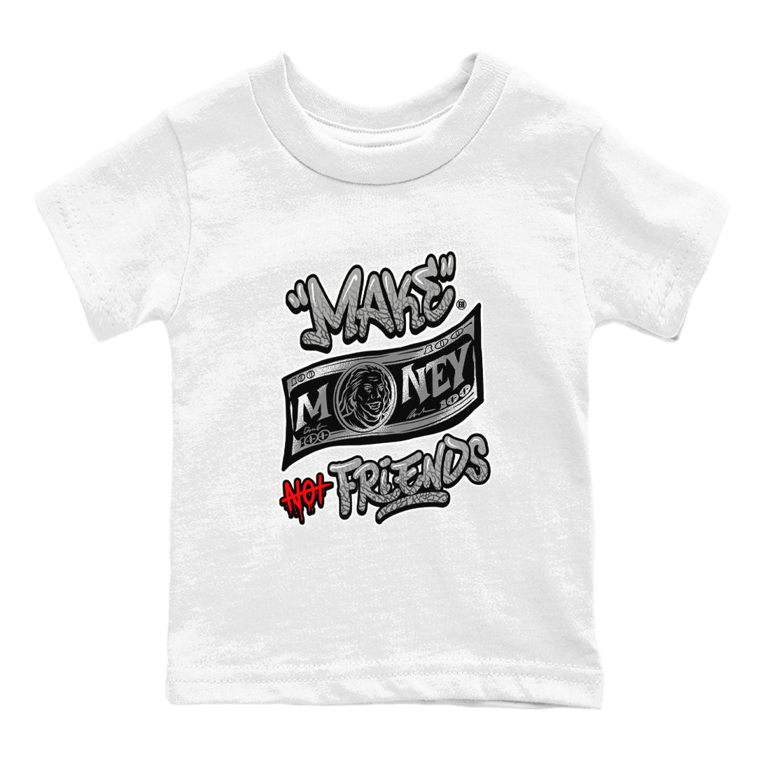 3s Black Cement shirts to match jordans Make Money Not Friends sneaker match tees Air Jordan 3 Retro Black Cement SNRT Sneaker Release Tees Youth Baby White 2 crew neck shirts