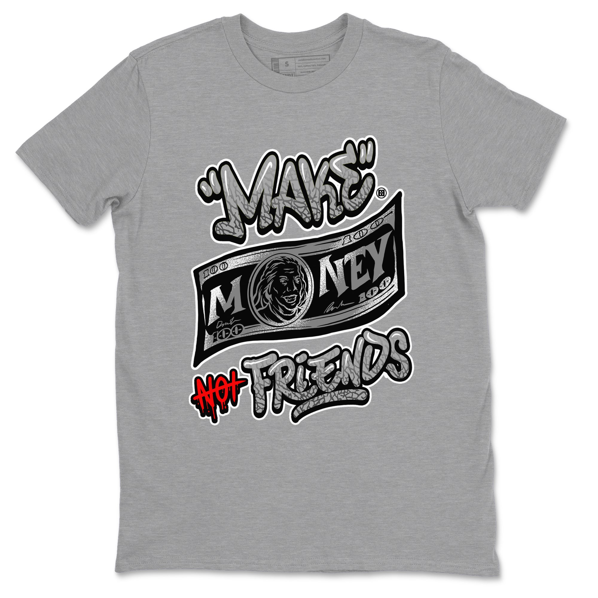 3s Black Cement shirts to match jordans Make Money Not Friends sneaker match tees Air Jordan 3 Retro Black Cement SNRT Sneaker Release Tees unisex cotton Heather Grey 2 crew neck shirts