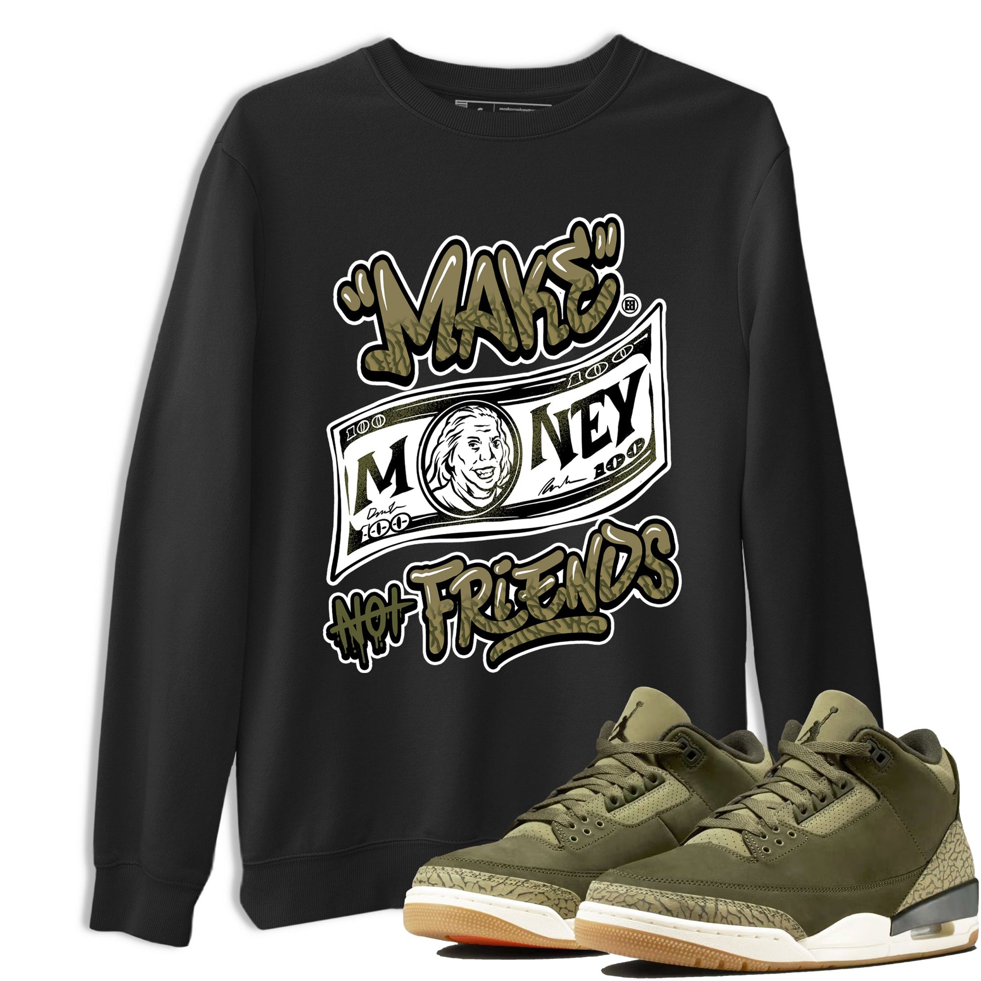 Sneaker Threads – Sneaker Threads To Match Air Jordan 3 Family Affair Shoes – Make Money Not Friends Tee Black 1