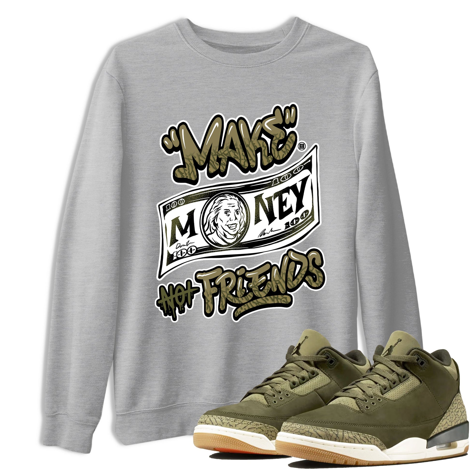 Sneaker Threads – Sneaker Threads To Match Air Jordan 3 Family Affair Shoes – Make Money Not Friends Tee Heather Grey 1