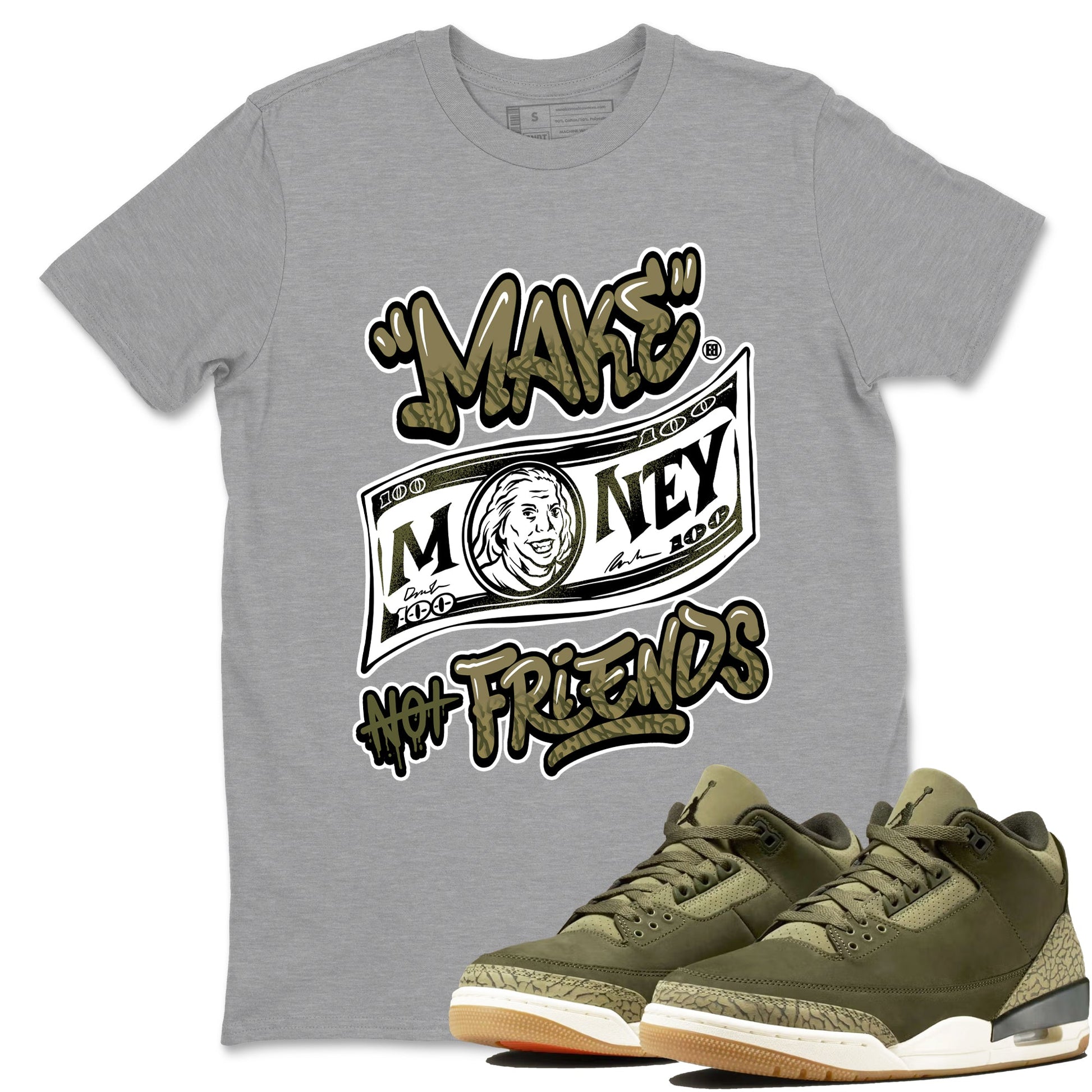 Sneaker Threads – Sneaker Threads To Match Air Jordan 3 Family Affair Shoes – Make Money Not Friends Tee Heather Grey 1