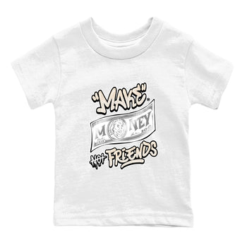 Make Money Not Friends baby and kids t-shirt crafted for little sneakerheads to shine with the Air Jordan 3 Pure Money sneakers, displayed in White 2.