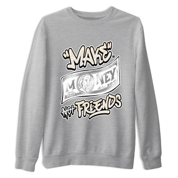 Make Money Not Friends sneaker match t-shirt styled to complete your fit with the Air Jordan 3 Pure Money sneakers, shown in Heather Grey 2.