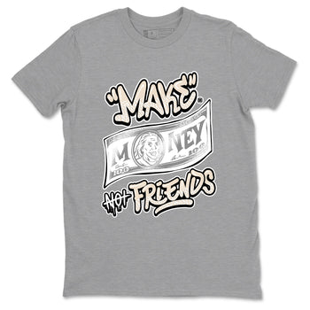 Make Money Not Friends sneaker match t-shirt styled to complete your fit with the Air Jordan 3 Pure Money sneakers, shown in Heather Grey 2.