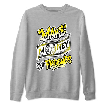 Air Jordan 4 Retro Vivid Sulfur shirt to match jordans Make Money Not Friends sneaker tees 4s Vivid Sulfur SNRT Sneaker Release Tees unisex cotton Heather Grey 2 crew neck shirt