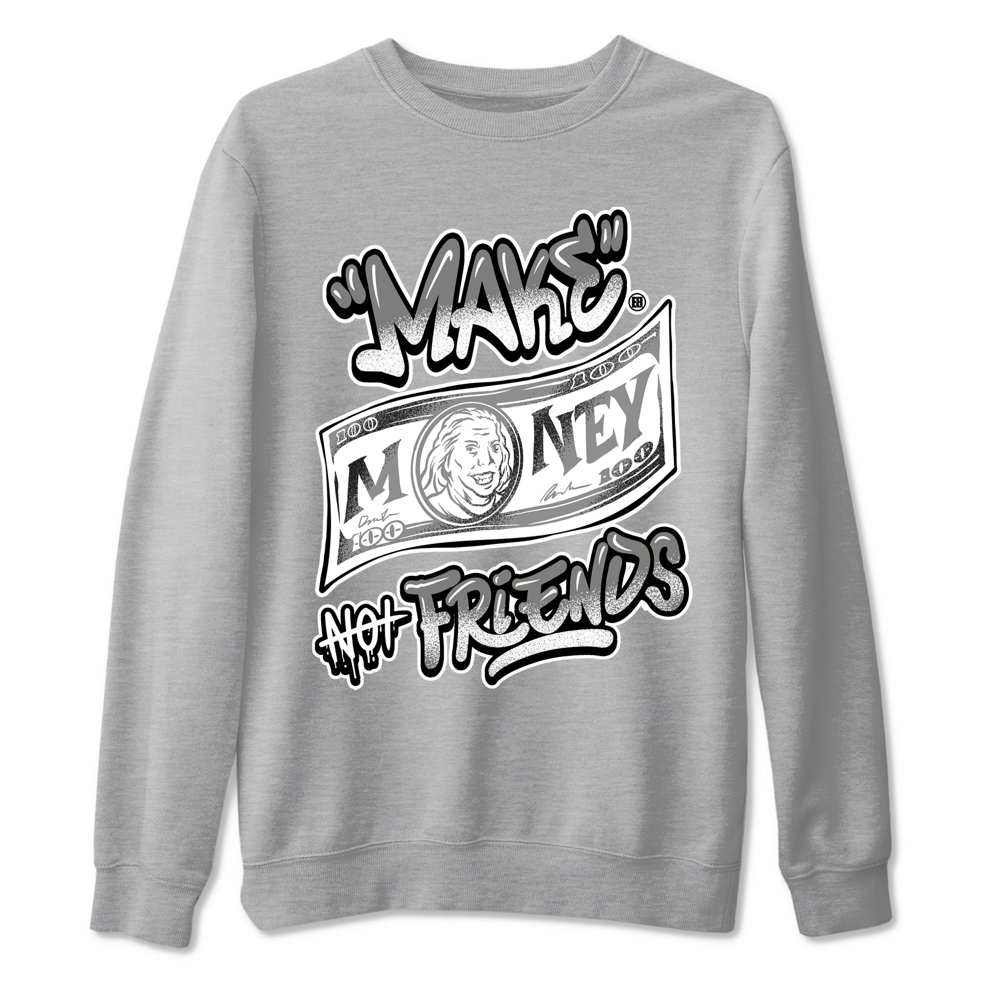 9s Cool Grey best t shirts to wear with jordans Make Money Not Friends sneaker match tees Air Jordan 9 Retro Cool Grey match shoes to clothes SNRT Sneaker Tees unisex cotton Heather Grey 2 shirts