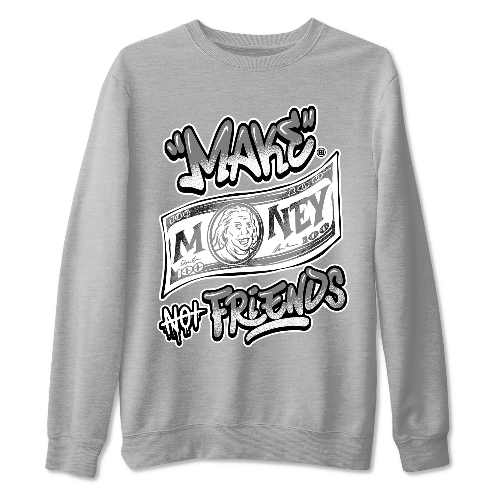 9s Cool Grey best t shirts to wear with jordans Make Money Not Friends sneaker match tees Air Jordan 9 Retro Cool Grey match shoes to clothes SNRT Sneaker Tees unisex cotton Heather Grey 2 shirts