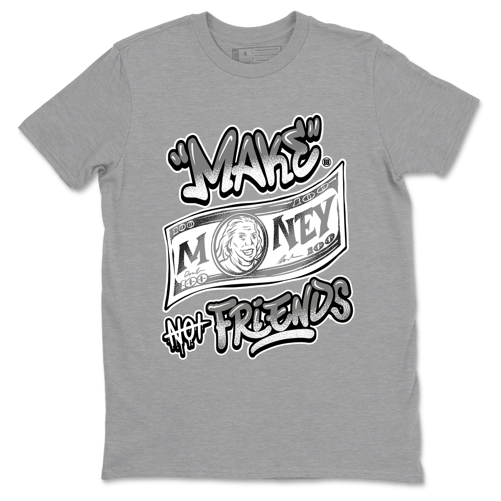 9s Cool Grey best t shirts to wear with jordans Make Money Not Friends sneaker match tees Air Jordan 9 Retro Cool Grey match shoes to clothes SNRT Sneaker Tees unisex cotton Heather Grey 2 shirts