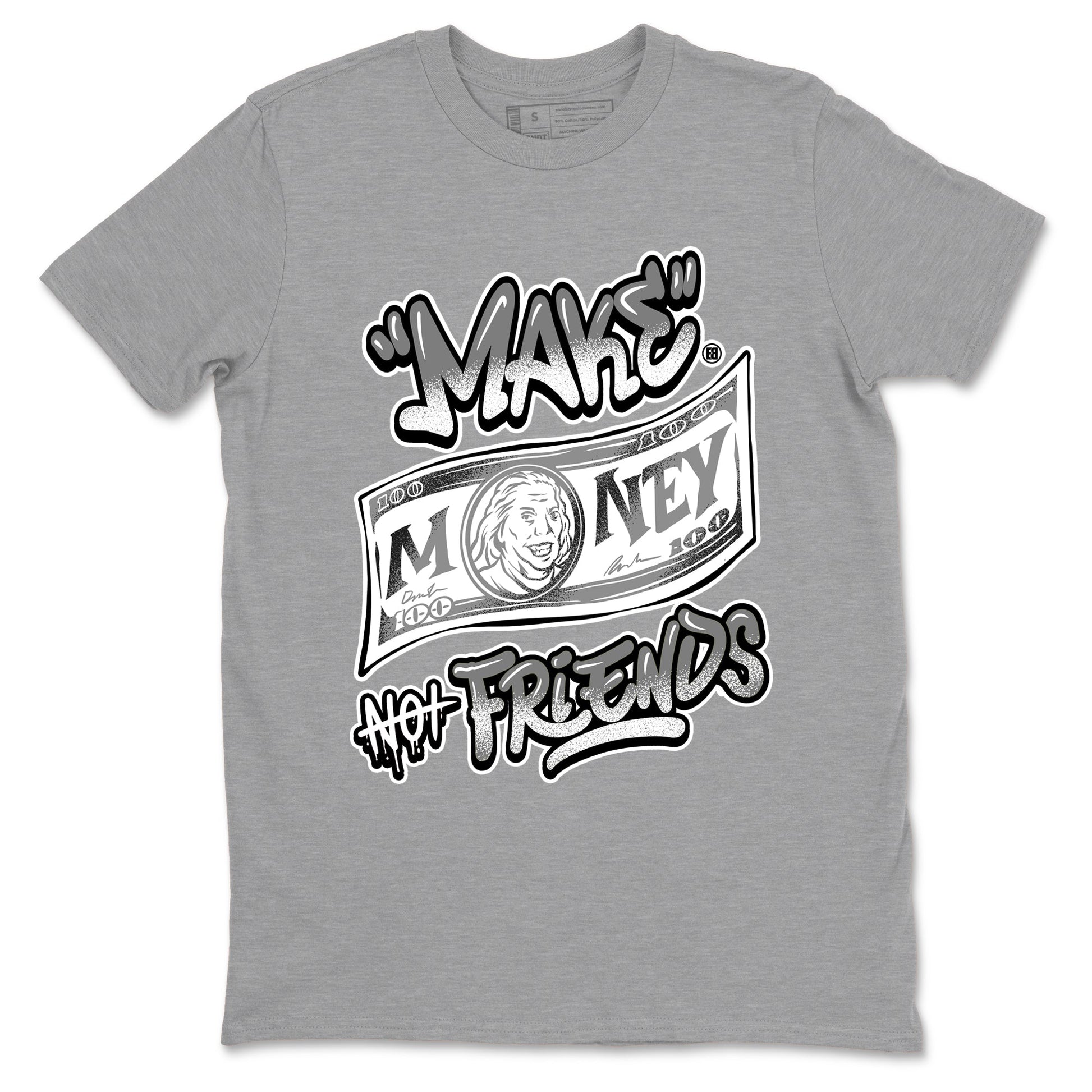 9s Cool Grey best t shirts to wear with jordans Make Money Not Friends sneaker match tees Air Jordan 9 Retro Cool Grey match shoes to clothes SNRT Sneaker Tees unisex cotton Heather Grey 2 shirts
