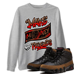 9s Olive shirts to match jordans Make Money Not Friends sneaker match tees Air Jordan 9 Olive match shoes to clothes SNRT Sneaker Tees unisex cotton Heather Grey 1 shirts