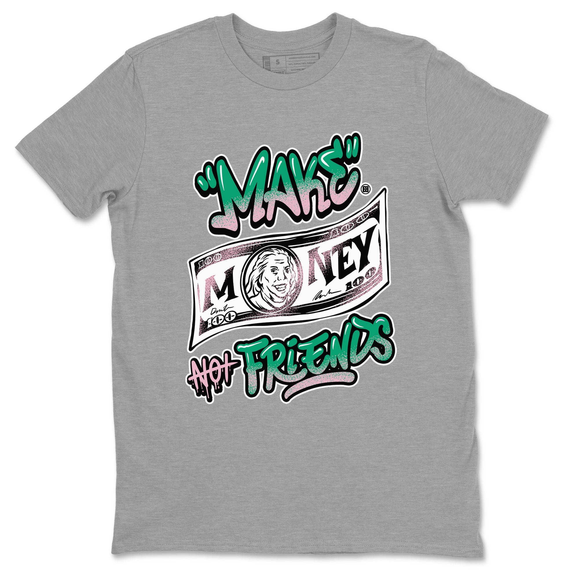 Dunk Low Medium Soft Pink Malachite shirt to match jordans Make Money Not Friends sneaker tees Dunks Medium Soft Pink Malachite Streetwear Brand SNRT Sneaker Release Tees unisex cotton Heather Grey 2 crew neck shirt