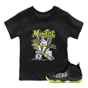 Foams One Black Volt shirts to match jordans Manifest Money sneaker match tees Air Foamposite One Black and Volt match shoes to clothes SNRT Sneaker Tees Youth Baby Black 1 tee