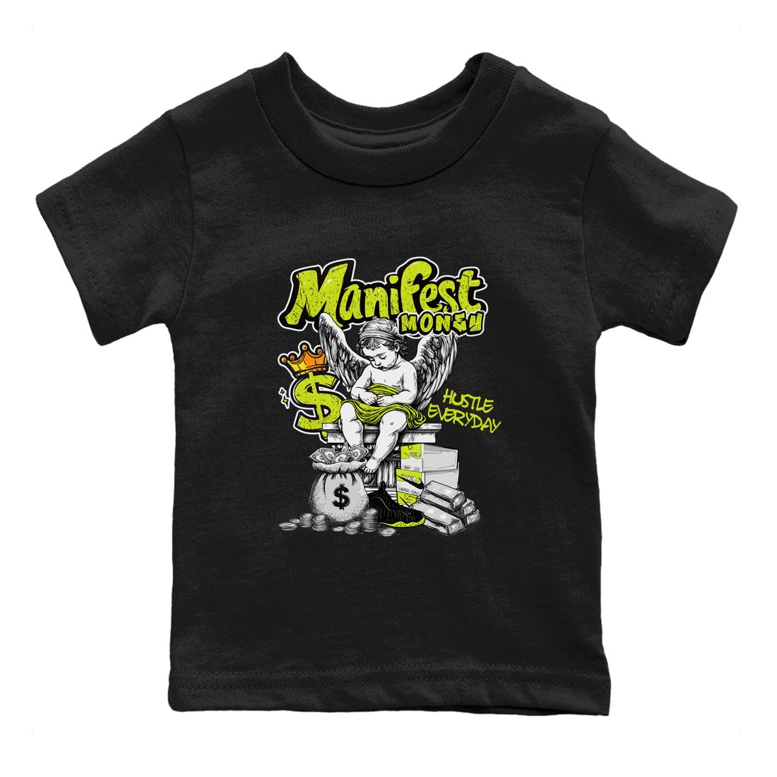 Foams One Black Volt shirts to match jordans Manifest Money sneaker match tees Air Foamposite One Black and Volt match shoes to clothes SNRT Sneaker Tees Youth Baby Black 2 tee