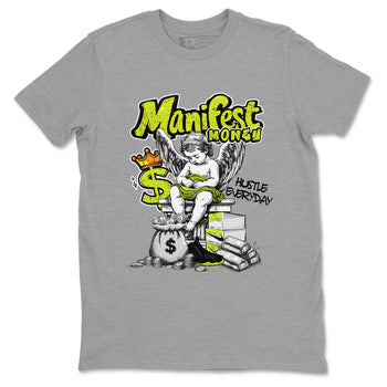 Foams One Black Volt shirts to match jordans Manifest Money sneaker match tees Air Foamposite One Black and Volt match shoes to clothes SNRT Sneaker Tees unisex cotton Heather Grey 2 shirts