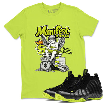 Foams One Black Volt shirts to match jordans Manifest Money sneaker match tees Air Foamposite One Black and Volt match shoes to clothes SNRT Sneaker Tees unisex cotton Safety Green 1 shirts