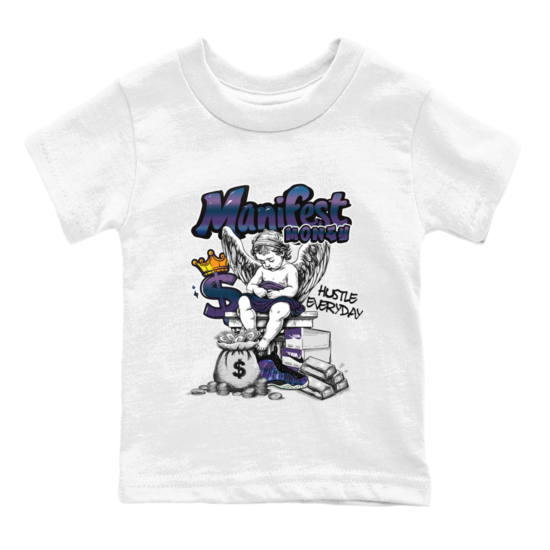 Foams One Galaxy shirts to match jordans Manifest Money best t shirts to wear with jordans Air Foamposite One Galaxy match shoes to clothes SNRT Sneaker Tees Youth Baby White 2 tee