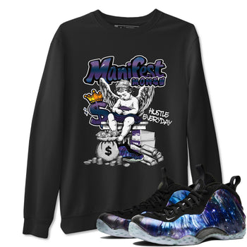 Foams One Galaxy shirts to match jordans Manifest Money best t shirts to wear with jordans Air Foamposite One Galaxy match shoes to clothes SNRT Sneaker Tees unisex cotton Black 1 shirts