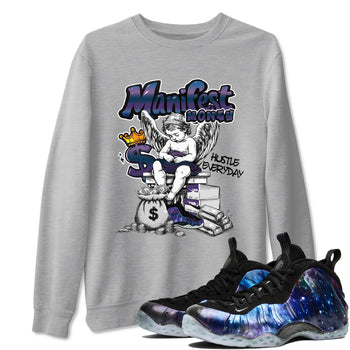 Foams One Galaxy shirts to match jordans Manifest Money best t shirts to wear with jordans Air Foamposite One Galaxy match shoes to clothes SNRT Sneaker Tees unisex cotton Heather Grey 1 shirts