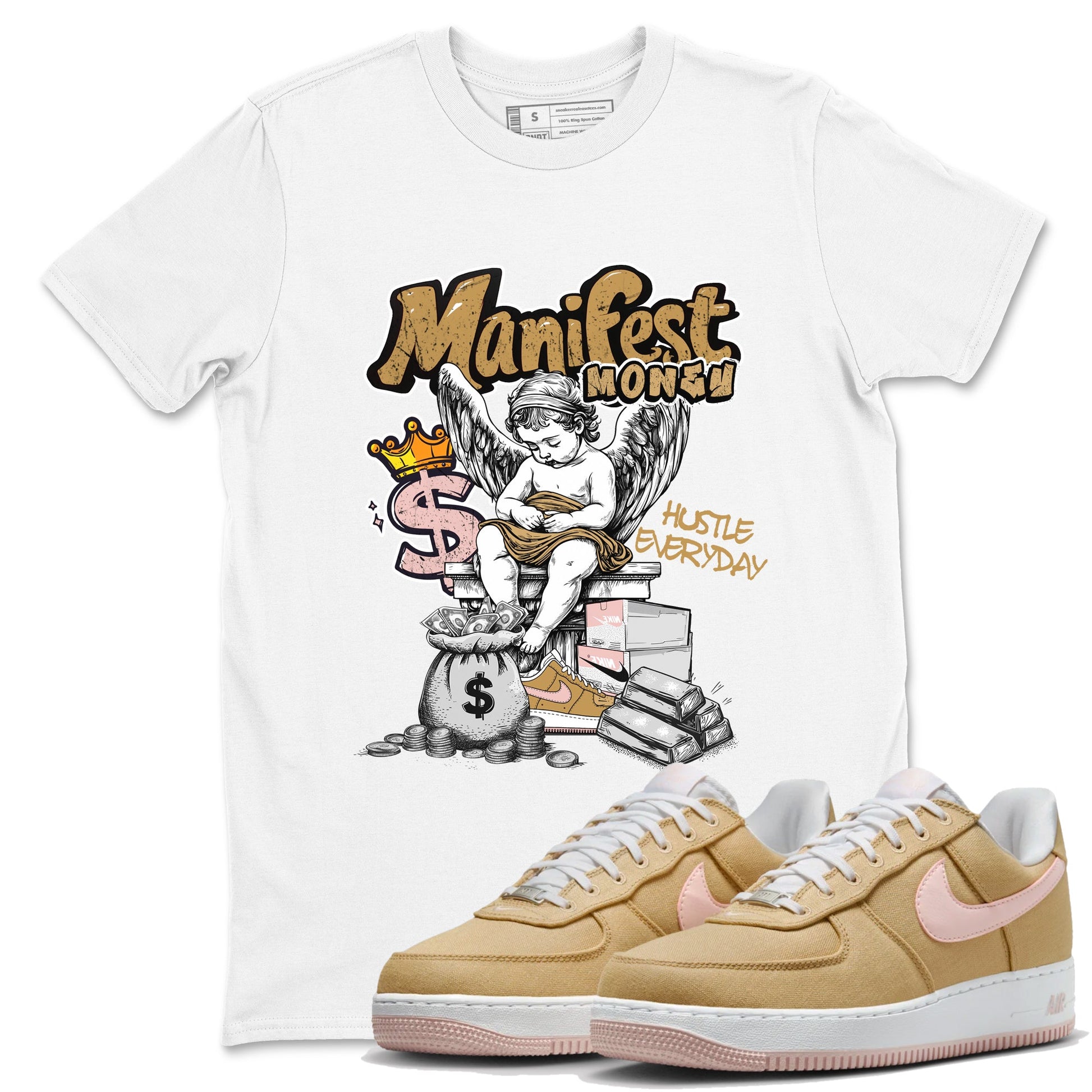 AF1 Linen shirts to match jordans Manifest Money sneaker match tees Air Force 1 Linen match shoes to clothes SNRT Sneaker Tees unisex cotton White 1 shirts