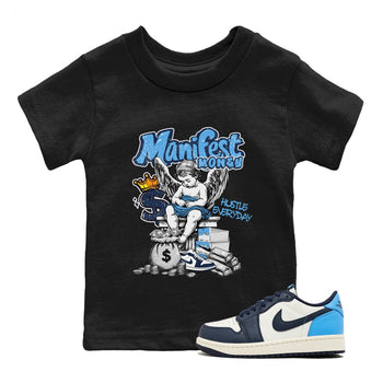 1s Obsidian shirts to match jordans Manifest Money shirts to match Jordans AJ1 Retro Low OG Obsidian match shoes to clothes SNRT Sneaker Tees Youth Baby Black 1 tee