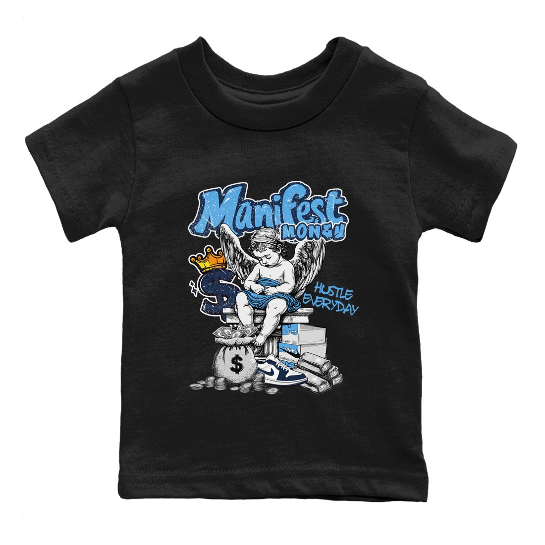 1s Obsidian shirts to match jordans Manifest Money shirts to match Jordans AJ1 Retro Low OG Obsidian match shoes to clothes SNRT Sneaker Tees Youth Baby Black 2 tee