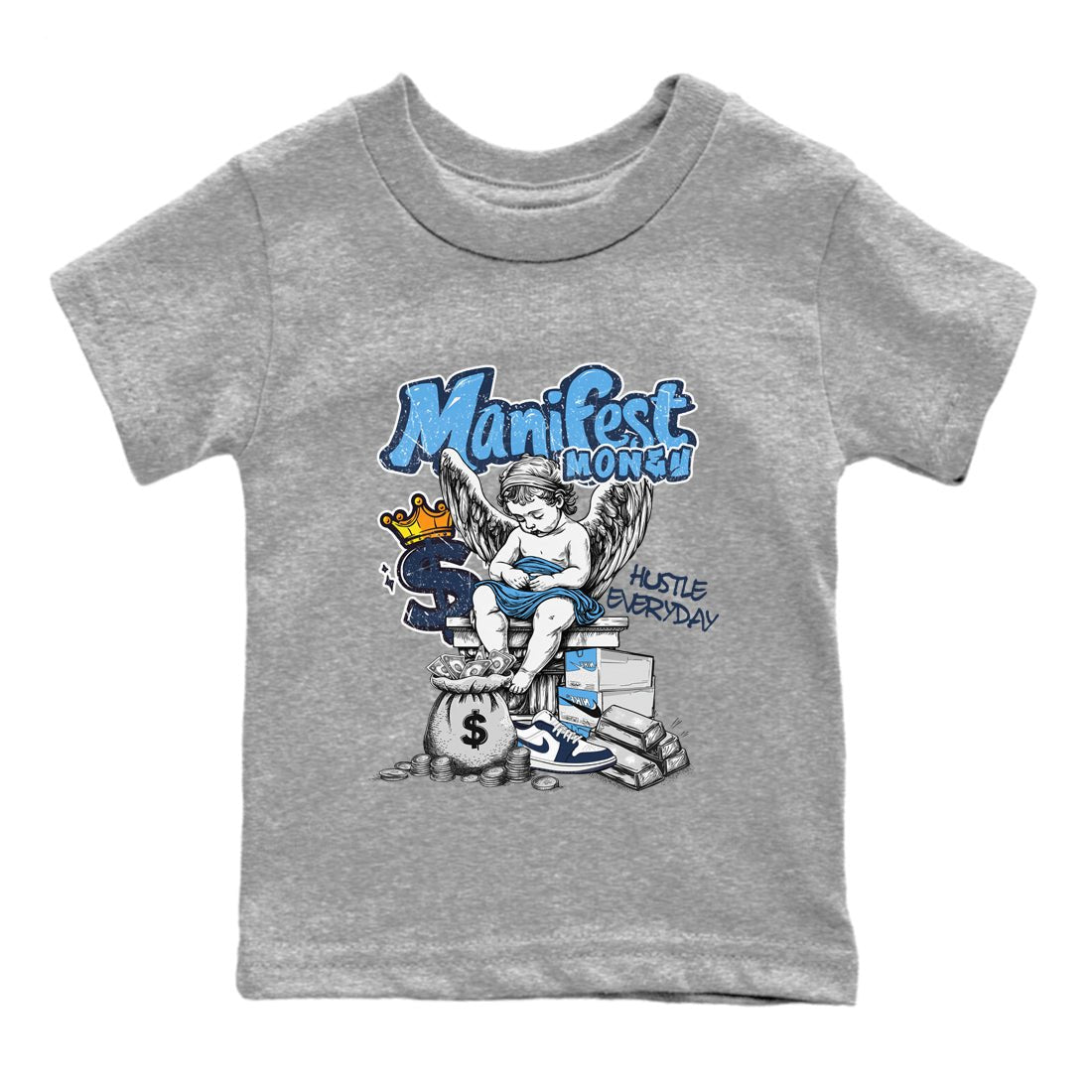 1s Obsidian shirts to match jordans Manifest Money shirts to match Jordans AJ1 Retro Low OG Obsidian match shoes to clothes SNRT Sneaker Tees Youth Baby Heather Grey 2 tee
