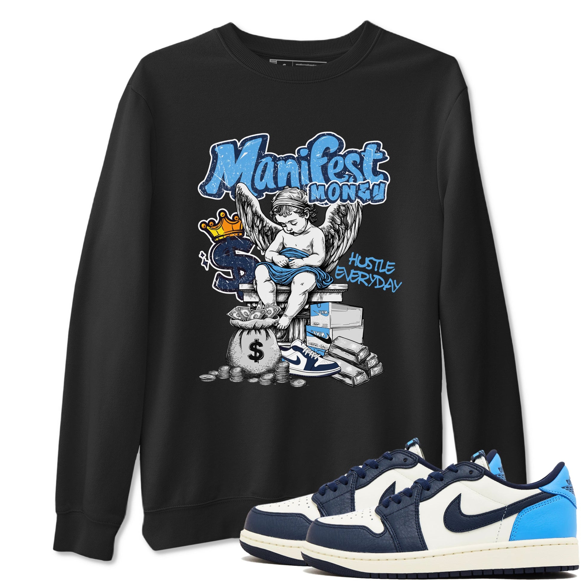 1s Obsidian shirts to match jordans Manifest Money shirts to match Jordans AJ1 Retro Low OG Obsidian match shoes to clothes SNRT Sneaker Tees unisex cotton Black 1 shirts