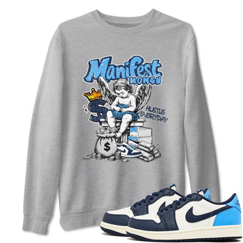 1s Obsidian shirts to match jordans Manifest Money shirts to match Jordans AJ1 Retro Low OG Obsidian match shoes to clothes SNRT Sneaker Tees unisex cotton Heather Grey 1 shirts