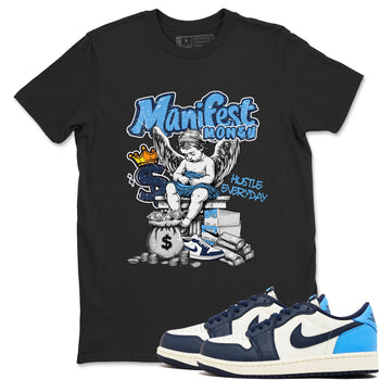 1s Obsidian shirts to match jordans Manifest Money shirts to match Jordans AJ1 Retro Low OG Obsidian match shoes to clothes SNRT Sneaker Tees unisex cotton Black 1 shirts