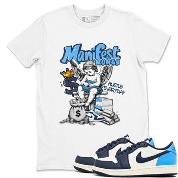 1s Obsidian shirts to match jordans Manifest Money shirts to match Jordans AJ1 Retro Low OG Obsidian match shoes to clothes SNRT Sneaker Tees unisex cotton White 1 shirts