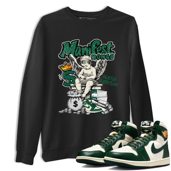 Sneaker Threads – Sneaker Tees To Match Air Jordan 1 Pro Green – Manifest Money Graphic Tee Black 1. Perfect for Jordan releases 2025 colorways.
