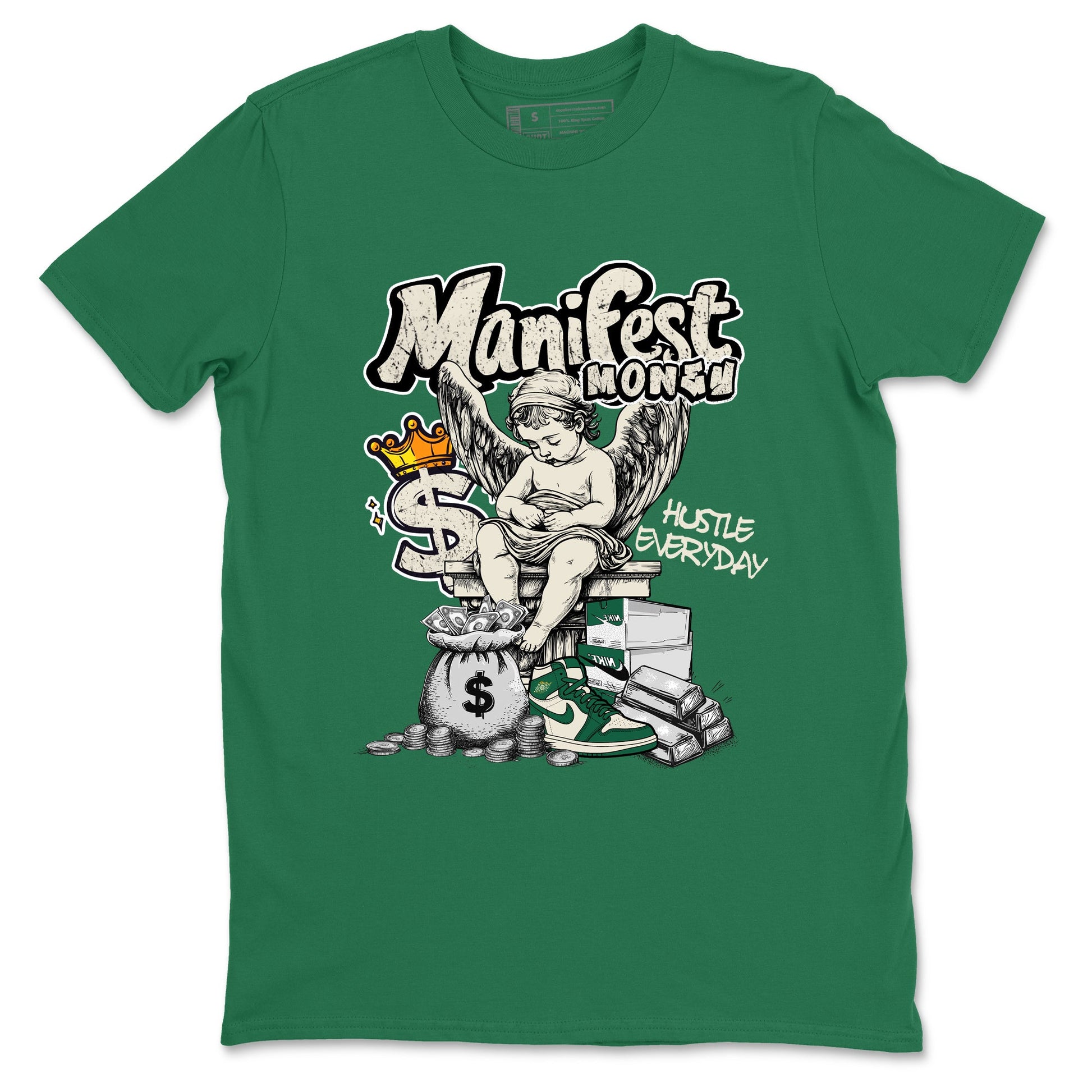 Sneaker Threads – Sneaker Tees To Match Air Jordan 1 Pro Green – Manifest Money Graphic Tee Kelly Green 2. Perfect for Jordan releases 2025 colorways.
