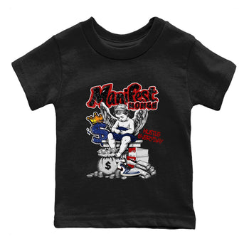 1s Rare Air shirts to match jordans Manifest Money sneaker match tees Air Jordan 1 High OG Rare Air Deep Royal Blue match shoes to clothes SNRT Sneaker Tees Youth Baby Black 2 tee