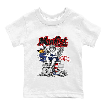 1s Rare Air shirts to match jordans Manifest Money sneaker match tees Air Jordan 1 High OG Rare Air Deep Royal Blue match shoes to clothes SNRT Sneaker Tees Youth Baby White 2 tee