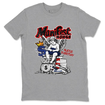 1s Rare Air shirts to match jordans Manifest Money sneaker match tees Air Jordan 1 High OG Rare Air Deep Royal Blue match shoes to clothes SNRT Sneaker Tees unisex cotton Heather Grey 2 shirts