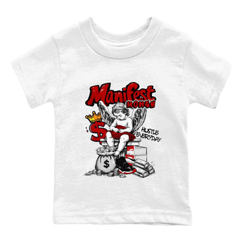11s Bred shirts to match jordans Manifest Money sneaker match tees Air Jordan 11 Retro Bred match shoes to clothes SNRT Sneaker Tees Youth Baby White 2 tee