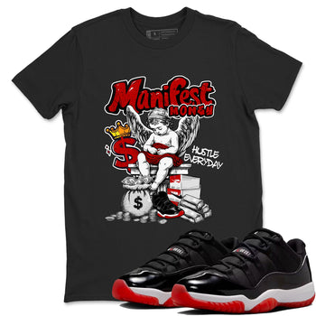 11s Bred shirts to match jordans Manifest Money sneaker match tees Air Jordan 11 Retro Bred match shoes to clothes SNRT Sneaker Tees unisex cotton Black 1 shirts