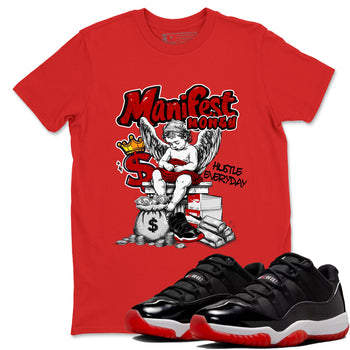11s Bred shirts to match jordans Manifest Money sneaker match tees Air Jordan 11 Retro Bred match shoes to clothes SNRT Sneaker Tees unisex cotton Red 1 shirts