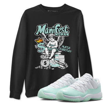 Manifest Money sneaker match t-shirt styled to complete your fit with the Air Jordan 11 Igloo sneakers, shown in Black 1.