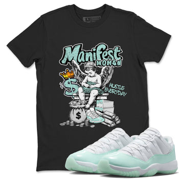 Manifest Money sneaker match t-shirt styled to complete your fit with the Air Jordan 11 Igloo sneakers, shown in Black 1.