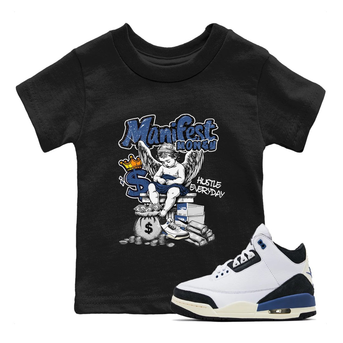 3s For The Love to match jordans Manifest Money sneaker match tees A Ma Maniere For The Love match shoes to clothes SNRT Sneaker Tees Youth Baby Black 1 tee