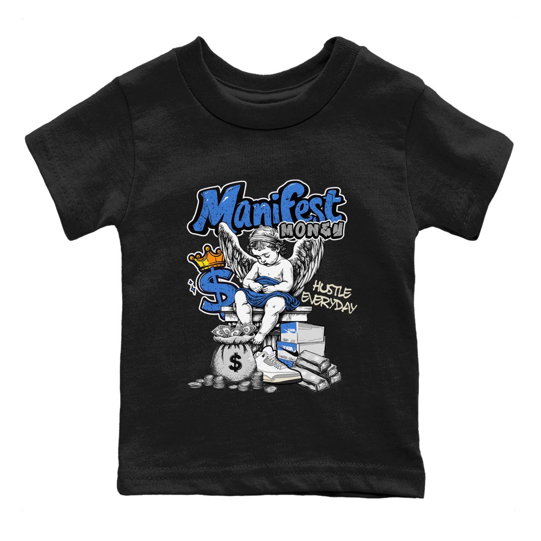 3s Lucky Shorts shirts to match jordans Manifest Money best t shirts to wear with jordans Air Jordan 3 Lucky Shorts match shoes to clothes SNRT Sneaker Tees Youth Baby Black 2 tee