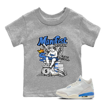 3s Lucky Shorts shirts to match jordans Manifest Money best t shirts to wear with jordans Air Jordan 3 Lucky Shorts match shoes to clothes SNRT Sneaker Tees Youth Baby Heather Grey 1 tee