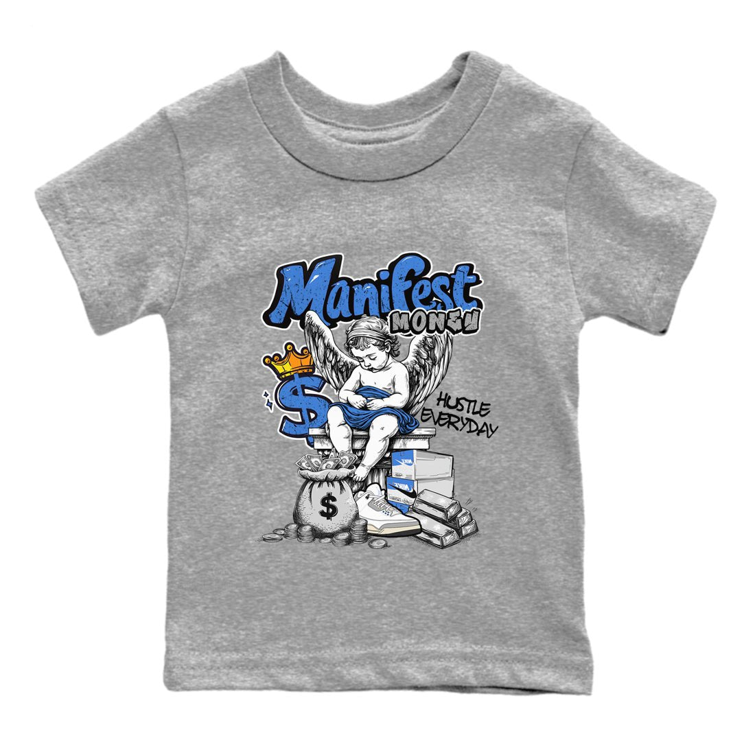 3s Lucky Shorts shirts to match jordans Manifest Money best t shirts to wear with jordans Air Jordan 3 Lucky Shorts match shoes to clothes SNRT Sneaker Tees Youth Baby Heather Grey 2 tee