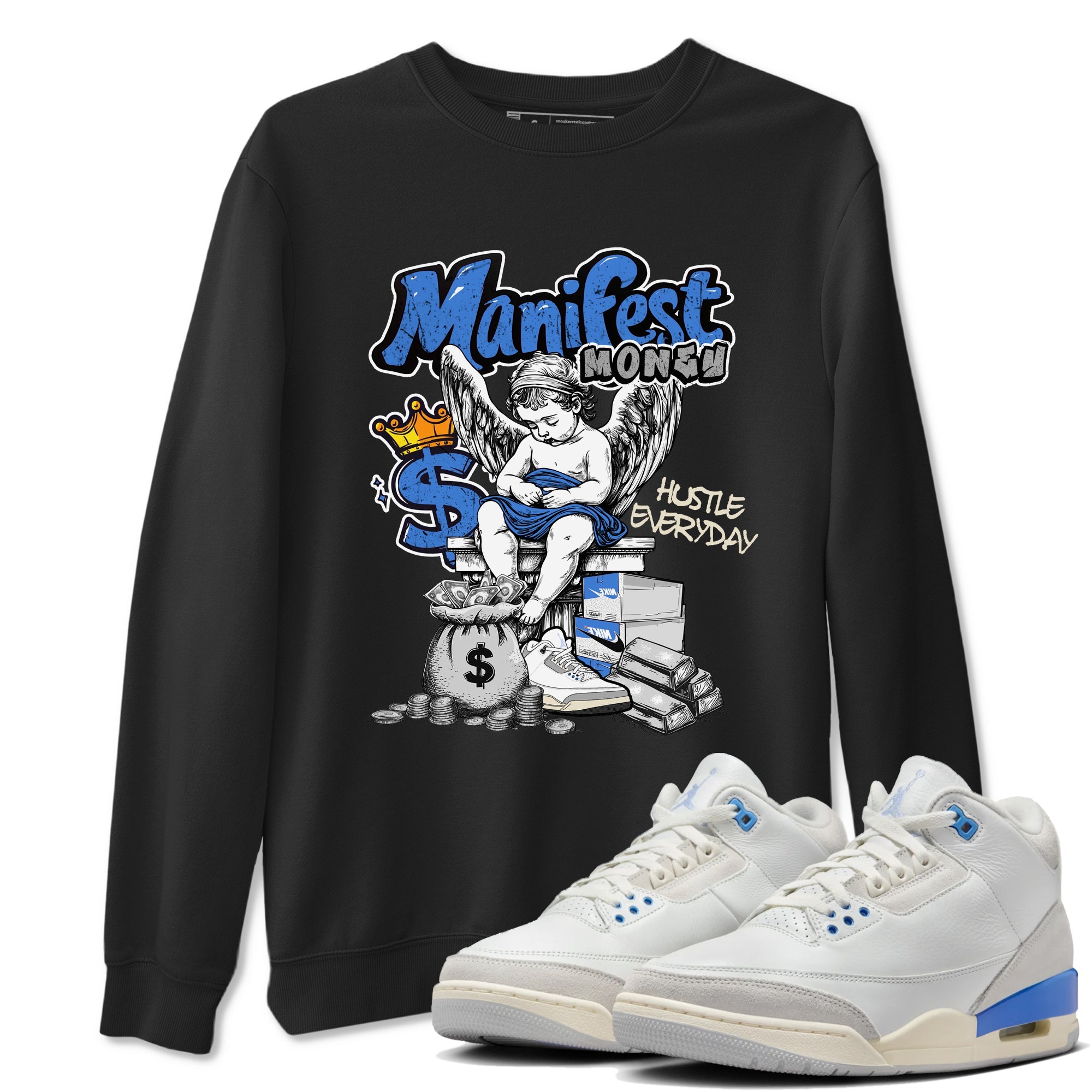 3s Lucky Shorts shirts to match jordans Manifest Money best t shirts to wear with jordans Air Jordan 3 Lucky Shorts match shoes to clothes SNRT Sneaker Tees unisex cotton Black 1 shirts