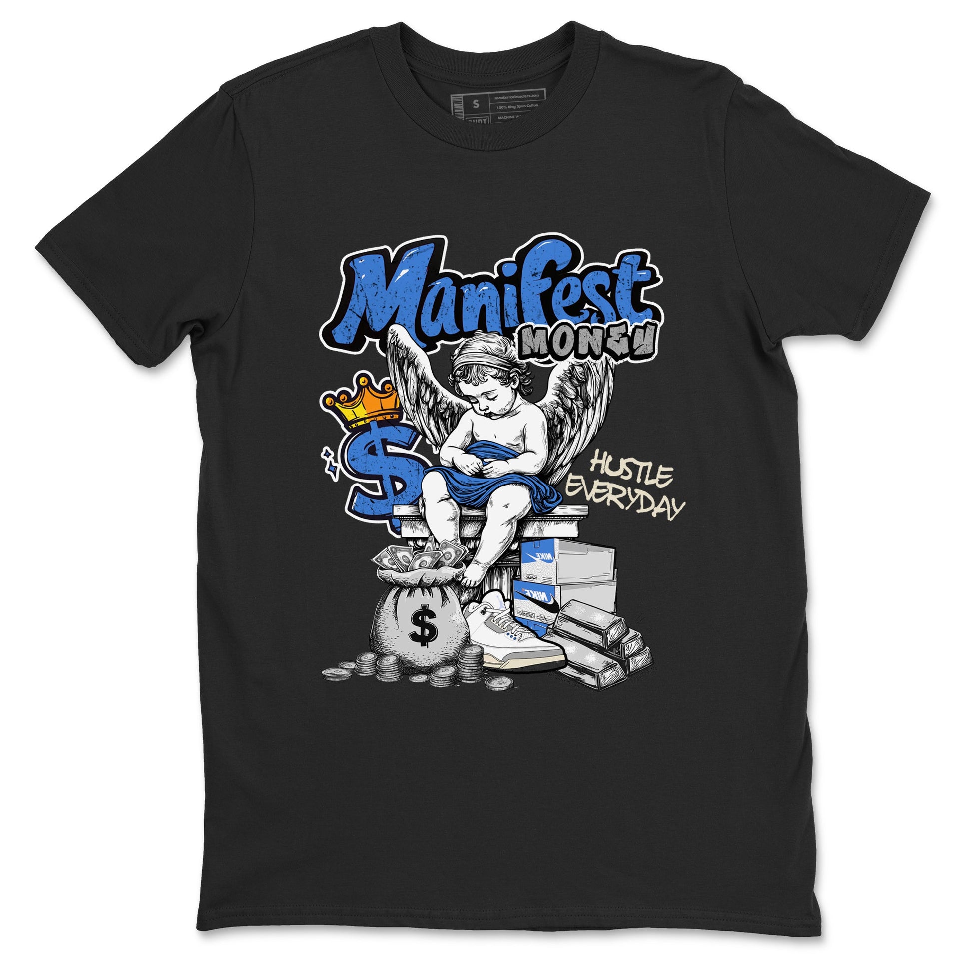 3s Lucky Shorts shirts to match jordans Manifest Money best t shirts to wear with jordans Air Jordan 3 Lucky Shorts match shoes to clothes SNRT Sneaker Tees unisex cotton Black 2 shirts